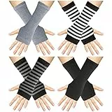 WLLHYF 4 paia di guanti senza dita vestiti da polso accessori gotici Cosplay braccio scaldamani neri lunghi lunghezza kawaii manica calda tenere al caldo in inverno per le donne Multicolore Taglia