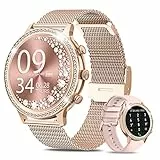 Smartwatch Donna Chiamate Bluetooth 5.1, AKUMAKA Diamond Love, 1.32'' Fisiologia Femminile Cardiofrequenzimetro SpO2, Notifiche/20 Allenamenti/Contapassi iOS Android Oro Rosa