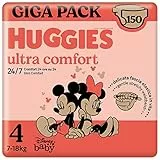 Huggies Pannolini Ultra Comfort, Taglia 4 (7-18 Kg), Confezione da 150 pannolini, Formato Gigapack