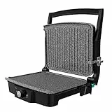 Cecotec Rock'nGrill 2000 Stone Ceramic Mix&Grill. 2000 W, Grill, Griglia, Ferro e Sandwichera, Rivestimento Ceramico, Superfie Misto Apertura 180°, Scatola Raccolta, Inox