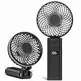 mini Ventilatore USB, Portatile, Silenzioso, da Tavolo con Batteria 5200mAh, Ricaricabile, 5 velocità per ufficio, 4-20 Ore Utilizzo