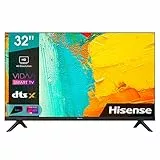 Hisense 32' LED HD Ready 32A4FG, Smart TV VIDAA 4.2, Audio 2.0 12W, Controlli vocali Alexa, Tuner DVB-T2/S2 HEVC 10, lativù, Telecomando RaiPlay, Nero