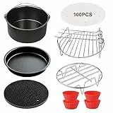 19CM Accessori Friggitrice Ad Aria Set Di 7, Teglie Cestino per Friggitrice ad Aria, kit Friggitrice Ad Aria per Cosori Xiaomi Ariete Midea Proscenic Aigostar 3,5L Airfryer