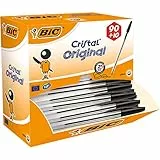 BIC Cristal Original, Penne Nere a Sfera, Punta Media 1.00mm, 100 Unità, Cancelleria Scuola e Ufficio