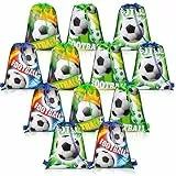 Qpout 12 pezzi Borse per Feste di Calcio con Coulisse, 13,2 x 10,6 pollici Zaino da calcio, Forniture per feste di compleanno per bambini Borse omaggi, Borse per feste di calcio Dolci Sacchetto