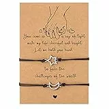 Bohoman 2 Pezzi Braccialetti Amicizia Braccialetto Coppia Bracciale Regalo per Donna Ragazza Madre Figlia Amici Amante (Luna e Stelle)