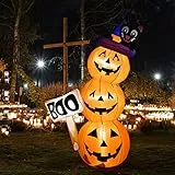 Solpex Decorazione di Halloween, gonfiabile, zucca, fantasma, decorazione da 150 cm, LED integrati, gonfiabile, per Halloween, feste, giardino, prato