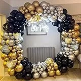 Palloncini Kit Ghirlanda Oro e Nero,Oro e Nero Decorazioni di Compleanno Palloncini per Anniversario,Matrimonio, Halloween, Pensionamento, Decorazione Compleanno per Feste