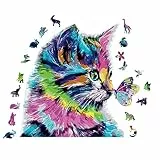 Puzzle in legno per adulti, puzzle magico in legno con animali, per adulti, bambini, puzzle in legno per adulti e bambini (28,5 x 30 cm, 200 pezzi, gatto)