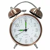 lunaoo Sveglia Classica Vintage Forte, Sveglia da Comodino a Doppia Campana Silenziosa Sveglia Analogica Senza Ticchettio Luminoso per Bambini Adulti