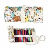 48 Fori Colorate Tela Sacchetto Della Matita, Borsa per Penne, Astuccio per Matite, Custodia per Penne Stilografiche, Matite e Pastelli (Modello Simpatico Gatto)