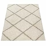 UMI. Tappeto Salotto Moderno Pelo Lungo Corridoio Motivo Geometrico Scandinavo Morbido, Farbe:Crema Beige, GrÃ¶ÃŸe:240x340 cm