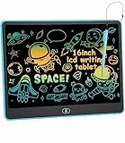 Tavoletta Grafica LCD Scrittura Colorato 16 Pollici, Lavagna da Disegno Cancellabile Portatile, Regalo Bambini, Tavoletta Grafica per Giochi Bambini 2 3 4 5 6 7 Anni Ragazze blue