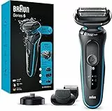 Braun Series 5, Rasoio Elettrico Barba, Accessori inclusi, con Lame Flessibili, Base di Ricarica, Uso a Secco o Sotto Acqua, Idea Regalo, 50-M4500cs Nero e Blu