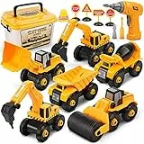 Dreamon Montare Camion Giocattoli, Smontare Escavatore Ruspa Giocattolo con Elettrico-Drill Gioco Educativo Regalo di Natale per Ragazzi Ragazze Age 4 5 6