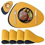 NOSTHEART Tovagliette Americane e Sottobicchieri, Lavabili Tovagliette in Pelle Resistenti al Calore, Set di Tovagliette in Antiscivolo Impermeabili a Doppia Faccia - Set di 4, Blu Arancione