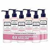 Acqua alle Rose, Latte Detergente Micellare Sensitive Con Estratti di Rose Antiche, Acqua Micellare Struccante Per Pelli Sensibili - 6 Flaconi da 200 ml - Esclusiva Amazon