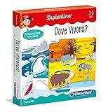 Clementoni Sapientino Dove Vivono?, tessere a incastro animali, gioco educativo 3 anni con schede illustrate, gioco di associazione, Made in Italy, 11959