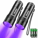 kizplays Torcia UV, torcia a raggi ultravioletti da 395 nm, rilevatore di luce nera per urina di animali domestici, macchie, cimici e altro, 3 batterie AAA incluse