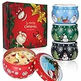 Candele Profumate Natalizie,Candele Profumate Set 4 pezzi, Candele Profumate Regalo, Candela di Soia Naturale Regali di Festa per le donne/Natale/Ringraziamento/Giorno dell'insegnante