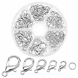 PH PandaHall Chiusure a Aragosta Fermagli in Lega di 5 Dimensioni Chiusura Ganci Moschettoni Piccoli Anellini Aperti 6mm per Braccialetti collane Gioielli Fai da Te Accessori Componenti di Bigiotteria