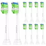 Brightdeal Testine di Ricambio per Philips Sonicare, Testine Spazzolino Elettrico Compatibili con DiamondClean FlexCare HealthyWhite EasyClean 2 Series Plaque Control- 10 pezzi, Bianco