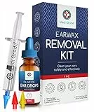 Medi Grade Kit Siringa per Pulizia Orecchie con Olio d’Oliva in Gocce – Siringa per Tappi Orecchie con 3 Punte a Getto Quadruplo – Kit Medico per Uso Domestico - Migliora L’udito