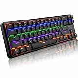 UrChoiceLtd AK68 Aggiornato Ricaricabile Wired/Wireless Bluetooth Dual-Mode 60% Tastiera da Gioco Meccanica Compatta 68 Tasti Tipo C Tasti Anti-ghosting retroilluminati a LED (Interruttore Nero/Blu)