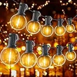 GLUROO 30M Catene Luminose LED G40 Luci a Festone per Esterni Lampadine Plastica Infrangibili, Impermeabili IP45 con 1W 50+2 Lampadine per Giardino Esterno, Veranda, Cortile, Bistrot