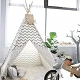 Tiny Land Tipi Tenda per Bambini con Tappetino & Stringa di Luce, Tenda Indiani per Bambini, Tenda Gioco Bambini per Interni, Giocattolo per Ragazzi & Bambina 3,4,5,6,7 Anni