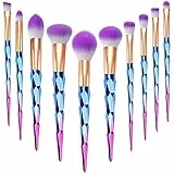 Pennelli Make Up Start Makers 10 Pezzi Set di Pennelli per Trucco Diamond per Fondotinta Polvere Sciolta Blush Correttore Ombretto - Blu Viola