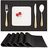 Myir Tovagliette Americana Plastica Lavabili, Set di 6 Tovagliette Non-scivolose Resistenti al calore, Tovaglietta Americane per Tavolo da Cucina (Nero)
