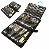 ZZONEART Matite Colorate Professionali, Set da 96 pezzi di matite da disegno e per schizzi in un astuccio con zip, Kit Arte per Schizzo e Disegno con per Principianti Bambini Adulti