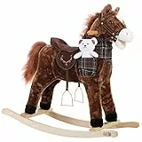 Deuba Cavallo Peluche a Dondolo in Legno con Suoni Animale a Dondolo Giochi Infanzia Bambini