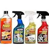 Set Ma-Fra trattamento tessuti, pulitore cerchi, shampoo power, killer rimuove insetti