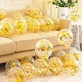 Unisun Set di palloncini con coriandoli, 20 palloncini dorati con paillettes, 30,5 cm, in lattice, per compleanni, matrimoni, baby shower, anniversari, celebrazioni, decorazioni per feste