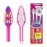 Colgate Spazzolino Flex Zone medio, confezione da 3 – Spazzolino manuale per una pulizia delicata dei denti