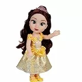 Disney Princess – bambola 38 cm di Belle, con i suoi abiti iconici arricchiti da dettagli glitterati, tiara scintillante e scarpette coordinate, i suoi occhi brillano