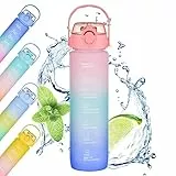 X SIM FITNESSX Borraccia da 800 ml, con indicatore del tempo, borraccia sportiva, senza BPA, per la scuola quotidiana (rosa)