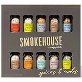 Smokehouse by Thoughtfully - Set Assaggio Gourmet di Spezie per BBQ - Scatola Regalo con 10 Rub e Marinature Vegane per Barbecue