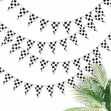 Bandierine Triangolo a Scacchi Bianco e Nero Feste Striscione Bandiere da Corsa Tessuto Ghirlanda Appesa Decorazioni per Carnevali Scuola Patio Compleanno Matrimonio Natalizie Interni Estern 10 Metri