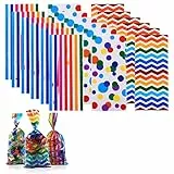 Fezf 100 Sacchetti di Caramelle, Sacchetto di Caramelle Trasparente, Sacchetti Regalo, Sacchetto di Caramelle, Favori per Bambini, Sacchetti per Feste