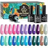 Smalto Semipermante, Kastiny 24 Colore Della Sirena Dell'Oceano Smalti Semipermanenti per Unghie, Soak Off Gel UV Nail Polish con Base e 2 Top Coat, San Valentino Matrimonio Incontri