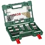 Bosch Set da 91 Pezzi di punte e bit V-Line in titanio, per legno, pietra e metallo, incl. cacciavite a cricchetto e bacchetta magnetica, accessori per utensili di foratura e avvitamento