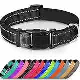 Joytale Collare Cane Riflettente,Imbottito e Morbido,Regolabile Nylon Collari per Cani Piccoli,Nero,20-30cm