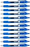 Amazon Basics - Penne a scatto con inchiostro gel blu, punta fine, 12 Unità (Confezione da 1)