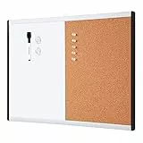 Amazon Basics - Lavagna magnetica cancellabile e bacheca combinata, con struttura in plastica e alluminio, Confezione singola, 43.2 x 58.4 cm, Bianco, giallo