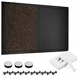 Navaris Lavagnetta Combinata Gesso e Sughero - Combo Lavagna Nera Magnetica e Bacheca in Sughero 70x50 cm con Gessi Magneti e Spilli - Memo Board