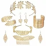 Comius Sharp dea Greca Costume Gioielli set per Donne, Romano Alloro Foglie Corona Tiara Capelli Pettine Bracciale Orecchini Vortice Oro Matrimonio Toga Party