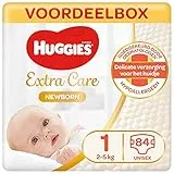 Huggies, Pannolini per bambini Taglia 1 (2-5 kg), Neonati, Unisex, Con indicatore di umidità, Confezione 1 mese di consumo, Neonato - 21x 4 (84 Unità)